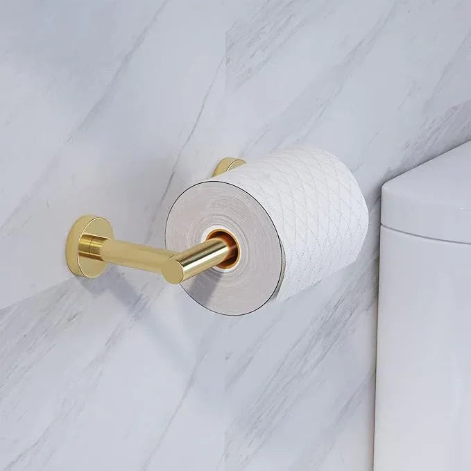 Gold Toilet Paper Holder - Metal Bathroom Flexible Pivoting Tissue Handle on Wall Mounted, SUS 304 Stainless Steel Adjustable TP Large Mega Roll Holder Classic Matte - ModernBath