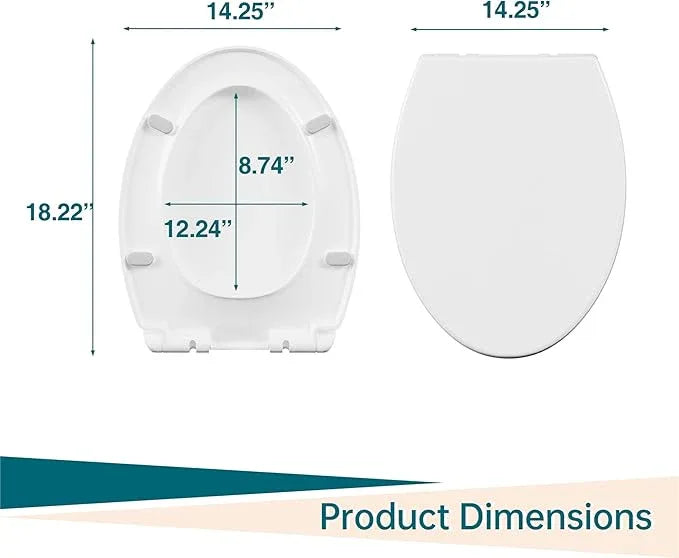 Soft Close Elongated Toilet Seat – Locking Hinges, Flat Lid, Quick-Release, Easy to Clean, Durable, Stable – Ideal for Bathroom, Family, Apartment, Hotel Global Fit– White, Elongated, Regular - ModernBath