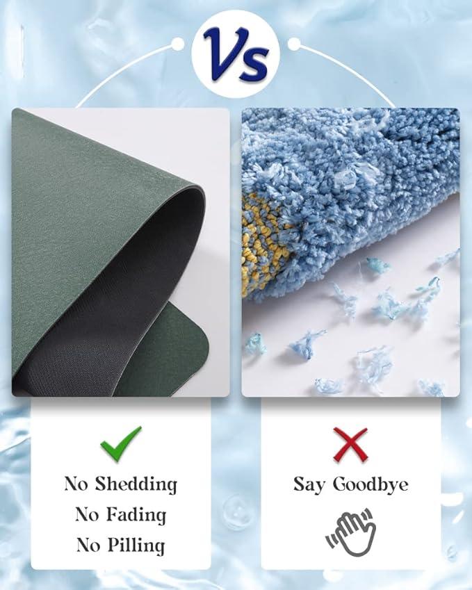 MontVoo -Bath Mat Rug-Rubber Backing Non Slip Quick Dry Absorbent Thin Bathroom Rugs Fit Under Door-Faux Suede Surface Bathroom Floor Mats-Shower Rug for in Front of Bathtub Shower Green 24"X70" - ModernBath
