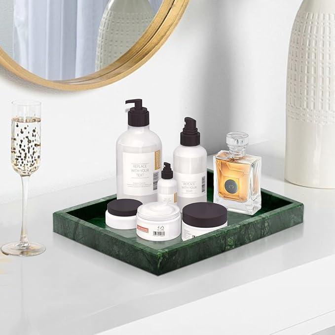 MULWR Green Marble Tray,Pure Natural Vanity Tray,Marble Trays for Kitchen Counter Non-Ceramic/Non-Resin,Stone Tray 12 x 8 inch - ModernBath
