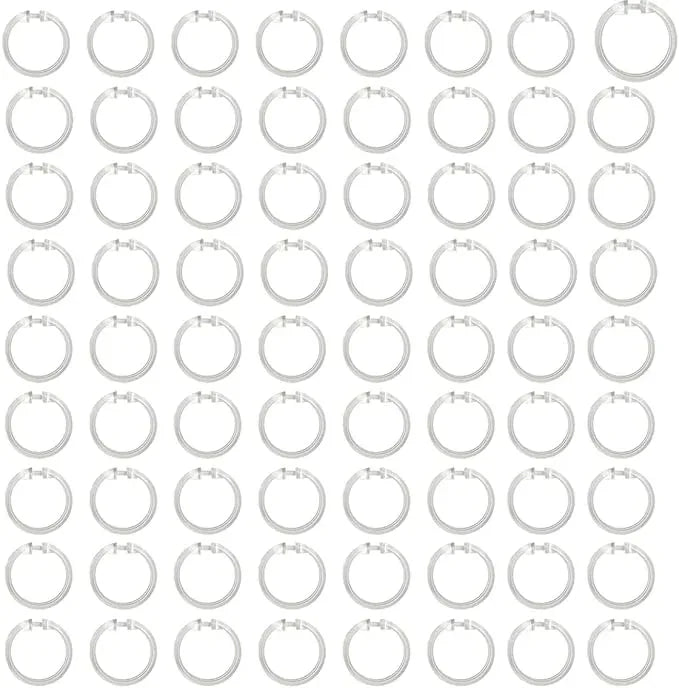 Kutesna 72PCS Clear Plastic O-Ring Shower Curtain Hooks - Modern Bathroom Rings for Smooth Gliding, Heavy Duty Hanging Loops, Easy Install Decor - ModernBath