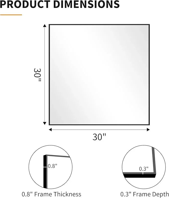 KOCUUY Bathroom Mirror,30x30 Square Black Mirror with Aluminum Metal Frame,Black Vanity Wall Mirror Modern Home Decor for Bathroom, Living Room, Farmhouse and Entryway - ModernBath
