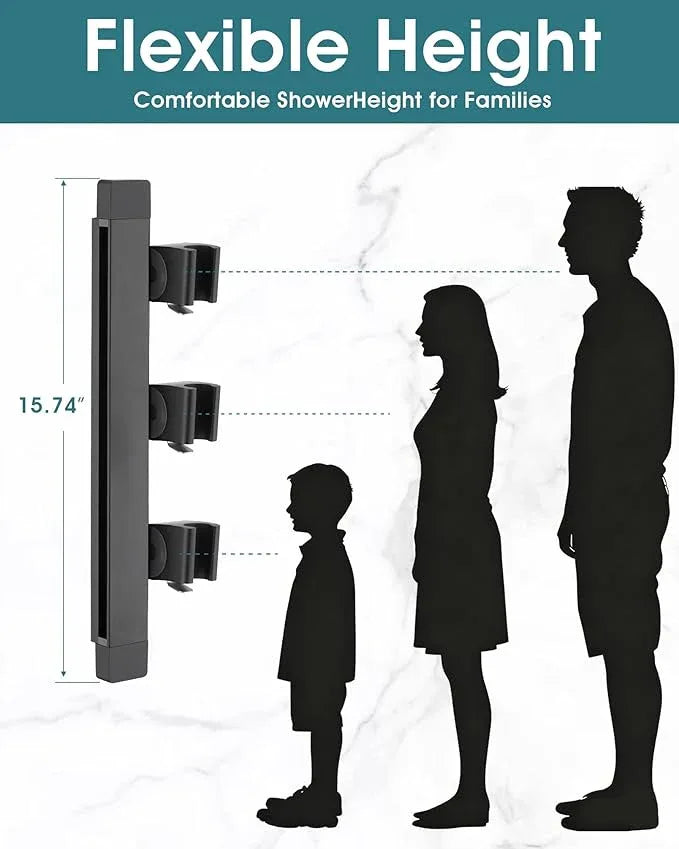 Height & Angle Adjustable Handheld Shower Head Holder, Metal Hand Held Showerhead Holder, Handheld Showerhead Holder Wall Mount, No Dril, Strong Adhesive, Suitable for Bathroom or RV, Matte Black - ModernBath