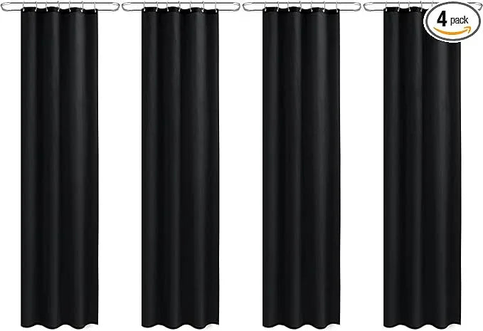 Nasitos Shower Curtain Liners 4 Pack - W36 x H72 - Washable & Water Resistant Fabric Bath Shower Liners for Narrow Stall, Stand Up Shower Stall, RV, Camper (Black, Magnets Included) - ModernBath