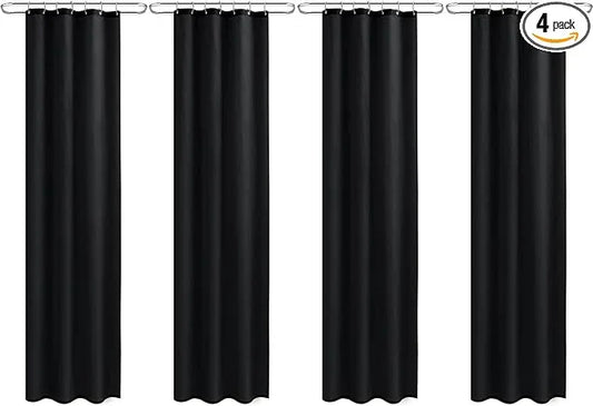 Nasitos Shower Curtain Liners 4 Pack - W36 x H72 - Washable & Water Resistant Fabric Bath Shower Liners for Narrow Stall, Stand Up Shower Stall, RV, Camper (Black, Magnets Included) - ModernBath