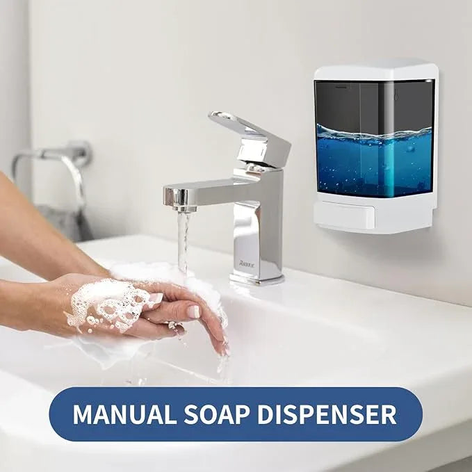 RMERVE 2PCS Commercial Soap Dispenser Plastic Wall Mounted Soap Dispenser 33.8oz/ 1000ml Plastic Hand Wash Soap Wall Dispenser for Bathroom Kitchen Hotel Liquid Gel Shampoo Chamber (Black) - ModernBath
