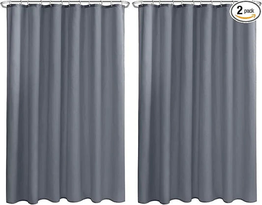 Nasitos Extra Long Fabric Shower Curtain Liners 2 Pack - W72 x H84 - Water Resistant Cloth Shower Curtains with Magnets, Soft Hotel Quality, Machine Washable (Grey, Magnets Included) - ModernBath