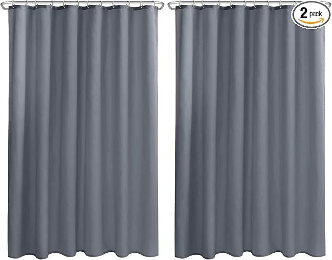 Nasitos Long Fabric Shower Curtain Liners 2 Pack - W72 x H78 - Water Resistant & Lightweight Cloth Shower Curtains for Bath Tub, Soft Hotel Quality, Machine Washable (Grey, Magnets Included) - ModernBath