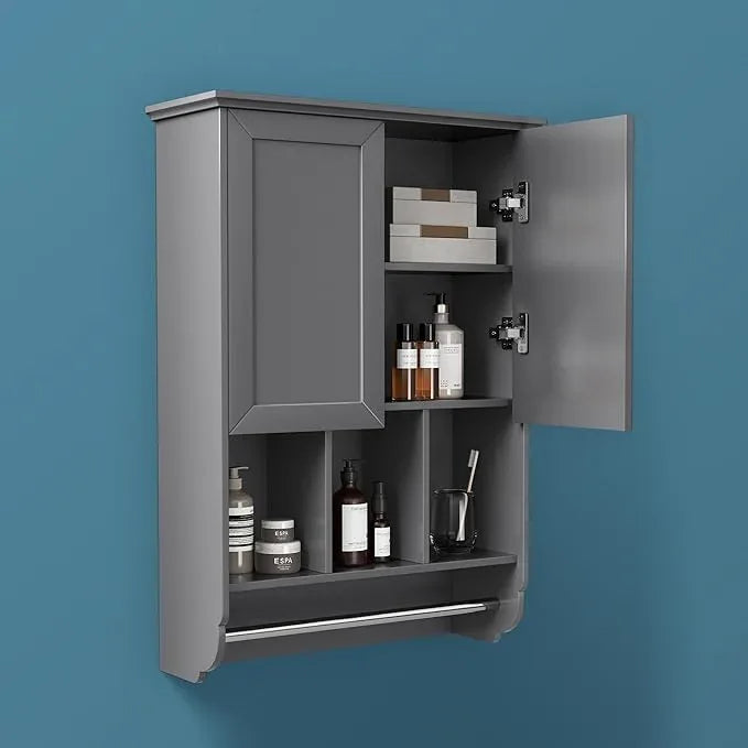Bathroom Wall Cabinet with Towel Bar,Wooden Medicine Cabinet Adjustable Shelves,23x32 Inch Kitchen Cabinet,Over Toilet Storage Cabinet for Bathroom,Kitchen,Laundry - ModernBath