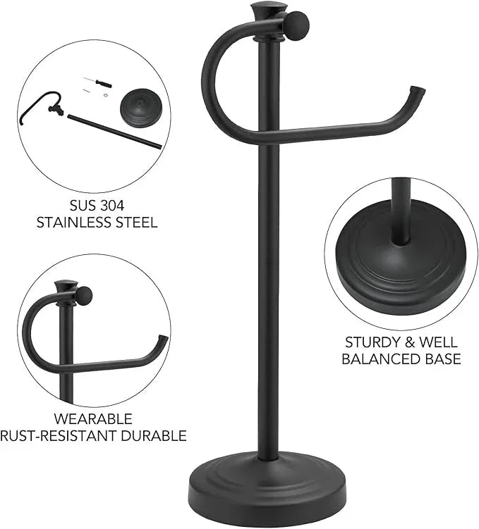 BESy 17 Inch Matte Black Stand Towel Bar Hanger Hand Towel Bar Bathroom Vanity Countertop Towel Holder Free Standing Stainless Steel Towel Ring Hardware Accessories Towel Rack - ModernBath