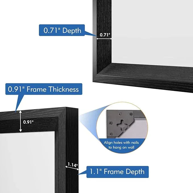 JISOSO Rectangle Bathroom Mirror 55x30 Inch, Matte Black Framed, 4MM Tempered Glass, Anti-Rust, Wall-Mount Vanity Mirror for Bathroom & Bedroom, Hangs Horizontally or Vertically - ModernBath