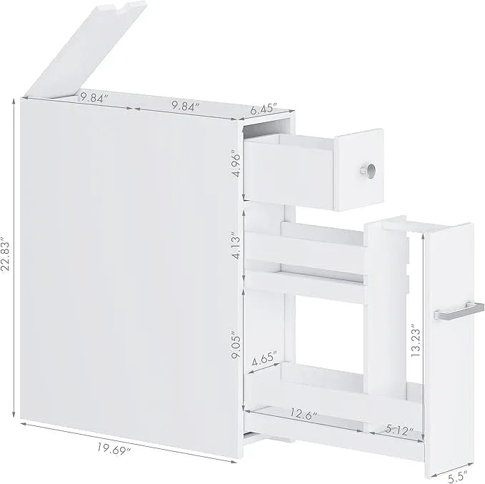 Spirich Slim Bathroom Storage Cabinet, Free Standing Toilet Paper Holder, Bathroom Cabinet Slide Out Drawer Storage, White - ModernBath