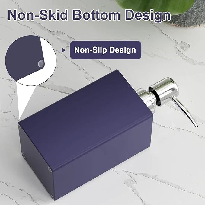 Navy Blue Bathroom Accessories Set Resin 6PCS, Square Toothbrush Holders Set Complete with Soap Dispenser, Vanity Tray, Tumbler, Cups and Cotton Swab Jars for Counter, Sink or Small Spaces - ModernBath