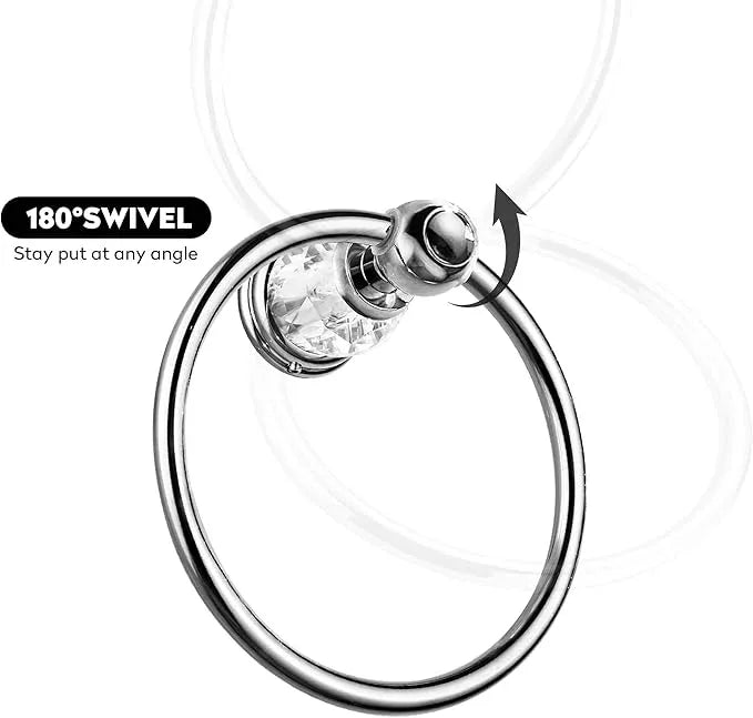 WINCASE Chrome Towel Ring, Bath Hand Towel Holder Crystal, Silver Towel Rack Wall Mounted - ModernBath