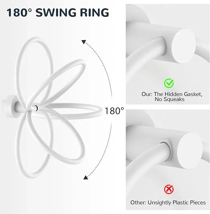 FORIOUS Toilet Paper Holder Wall Mount, SUS304 Stainless Steel Double Post Pivoting Tissue Roll Holder and Hand Towel Ring Set for Bathroom, RV, Bathroom Hardware Accessories Set, White - ModernBath