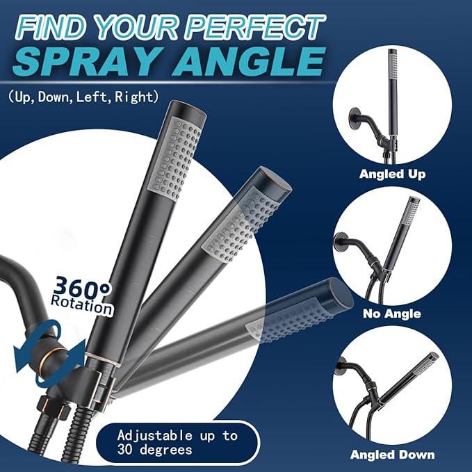 Shower Head Holder All Metal Adjustable Handheld Shower Arm Mount, 1/2" Shower Hose Holder Fits Most Hand Showerheads, Brass Hand Held Shower Head Holder , Easy to Install (Oil Rubbed Bronze) - ModernBath