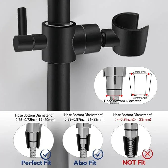 Shower Slide Bar Adjustable Handheld Shower Head Holder Wall Mount - 15inch All-Metal Shower Head Slide Bar Compatible with Bathroom Drill Free Glue Installation - Black - ModernBath