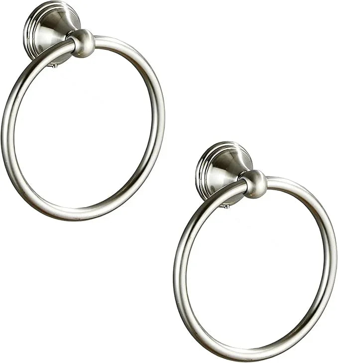 Towel Ring for Bathroom, Brushed Nickel Hand Towel Holder 2 Pack, Bathroom Accessories and Towel Racks for Bathroom Wall Mount - ModernBath