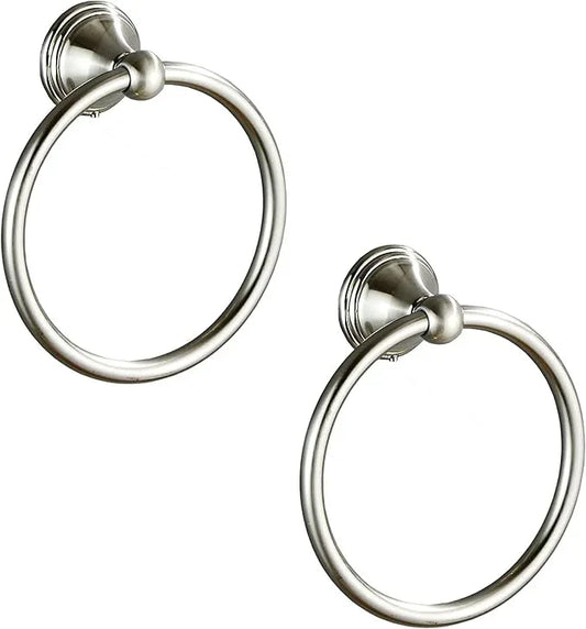 Towel Ring for Bathroom, Brushed Nickel Hand Towel Holder 2 Pack, Bathroom Accessories and Towel Racks for Bathroom Wall Mount - ModernBath