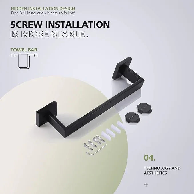 KOKOSIRI 12-Inch Single Towel Bar, Bathroom Kitchen Towel Holder, Wall Mounted SUS304 Stainless Steel Towel Rack, Matte Black, B4003BK-L12 - ModernBath