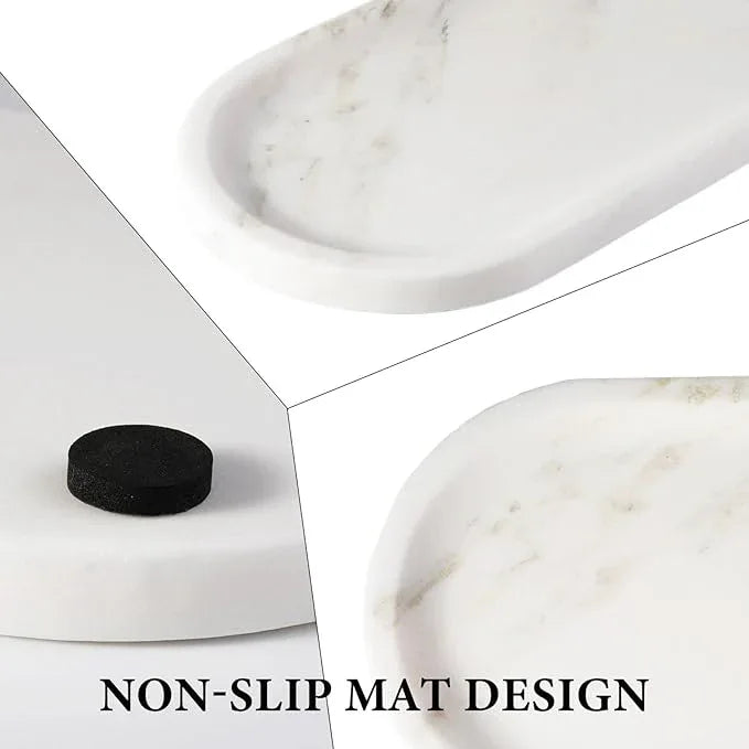 Koville Natural Marble Tray for Bathroom Countertop, Marble Storage Trays for Perfume, Cosmetics, Jewelry, Vanity Tray Stone Trays for Kitchen, Decorative Tray for Dresser Organizer(Calacatta White) - ModernBath