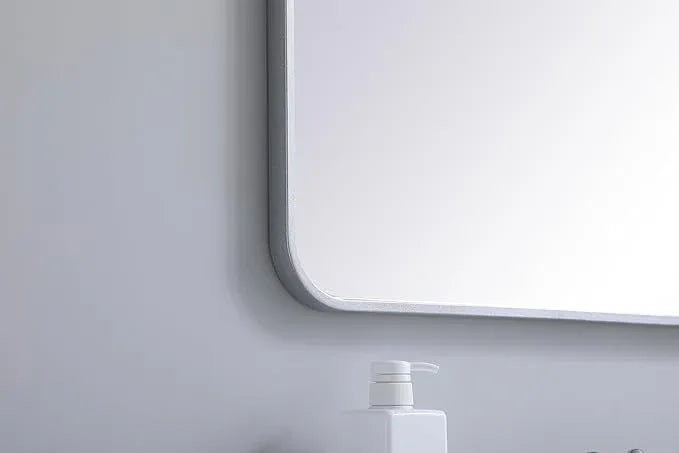 ARS Concepts Aura, Soft Corner Metal Rectangular Mirror 27X36 Inch in, Modern, Silver - ModernBath