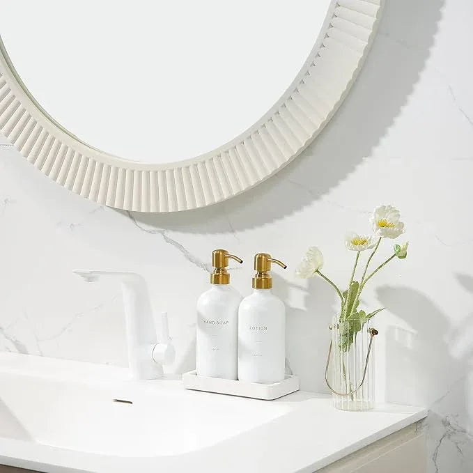 Prus Waso Gold Soap Dispenser Bathroom Set, Hand and Lotion Dispenser with Stainless Steel Pump, Perfect for Modern Bathroom Decor. (Gold) - ModernBath