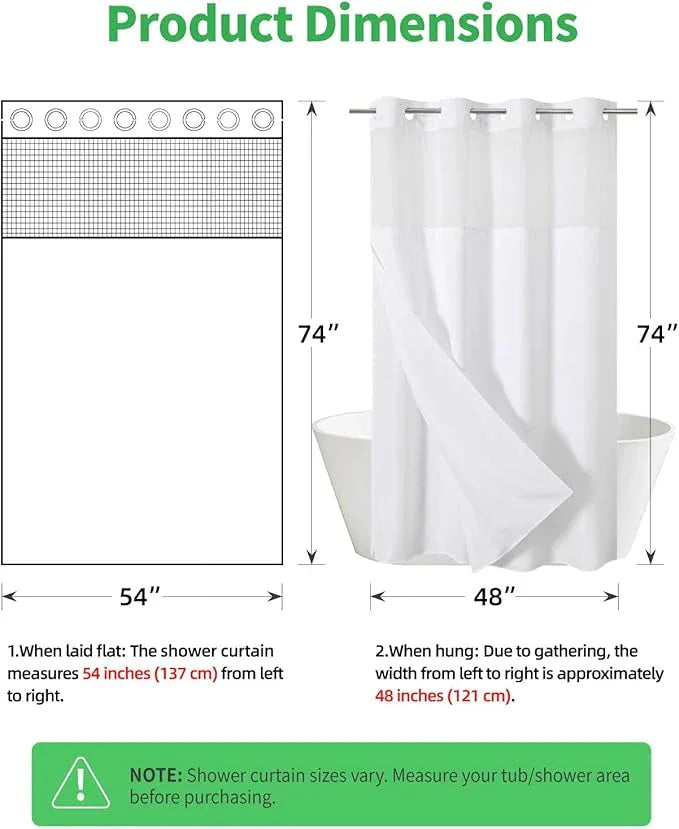 eachope Stall No Hooks Needed Linen Textured Shower Curtain with Snap-in Fabric Liner Set,Hotel Luxury Decor Shower Curtains for Bathroom,Waterproof & Washable,54Wx74H,White - ModernBath