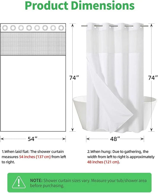 eachope Stall No Hooks Needed Linen Textured Shower Curtain with Snap-in Fabric Liner Set,Hotel Luxury Decor Shower Curtains for Bathroom,Waterproof & Washable,54Wx74H,White - ModernBath