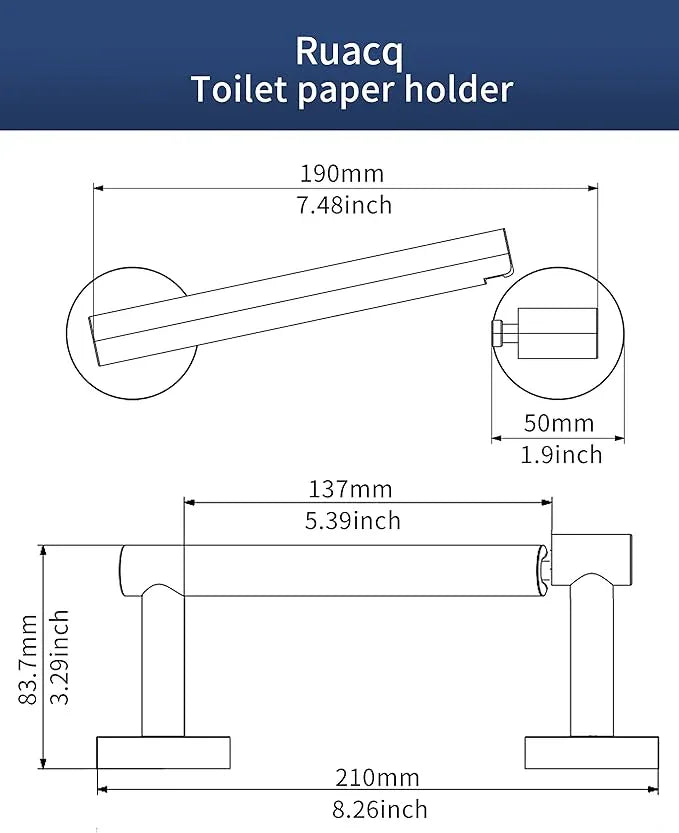 Ruacq Toilet Paper Holder Matte Black Double Post Pivoting Round Tissue Holders Roll Holder Hangers Toilet Paper Holders SUS 304 Stainless Steel Modern Wall Mounted - ModernBath