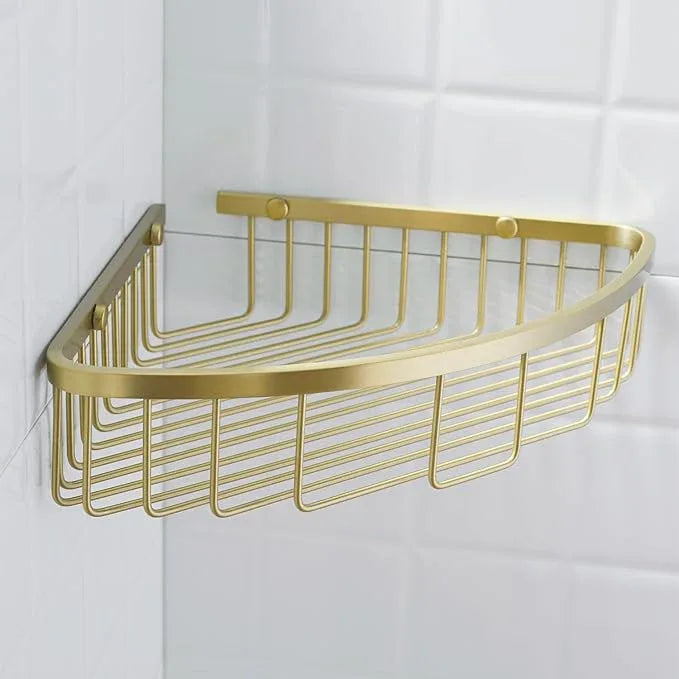 orhemus 304 Stainless Steel Shower Caddy Corner Basket Shelf Bathroom Organizer Wall Mounted Storage, Brushed Gold Brass Finish Heavy Duty - ModernBath