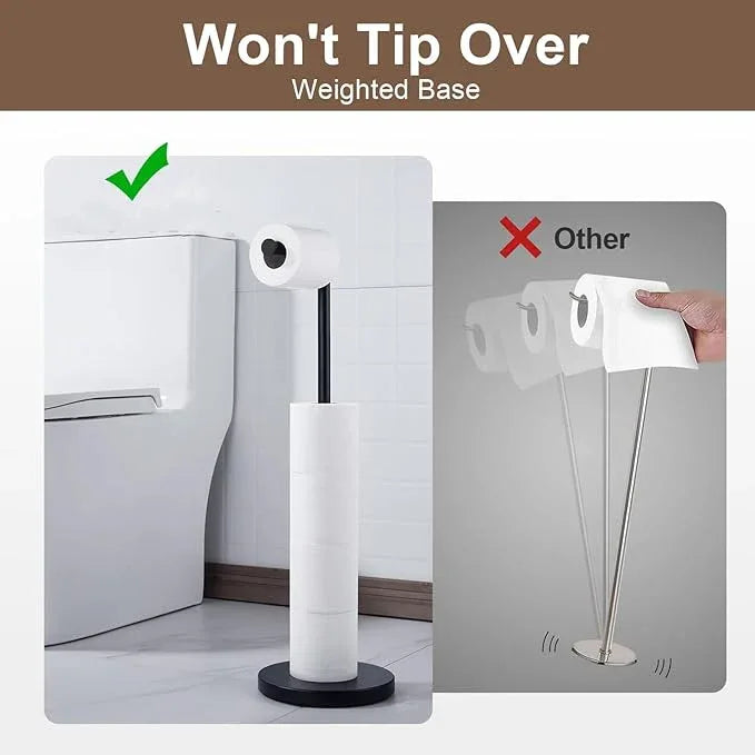 Toilet Paper Holder Stand, Matte Black 304 Stainless Steel,Free Standing for Bathroom,Weighted Base - ModernBath