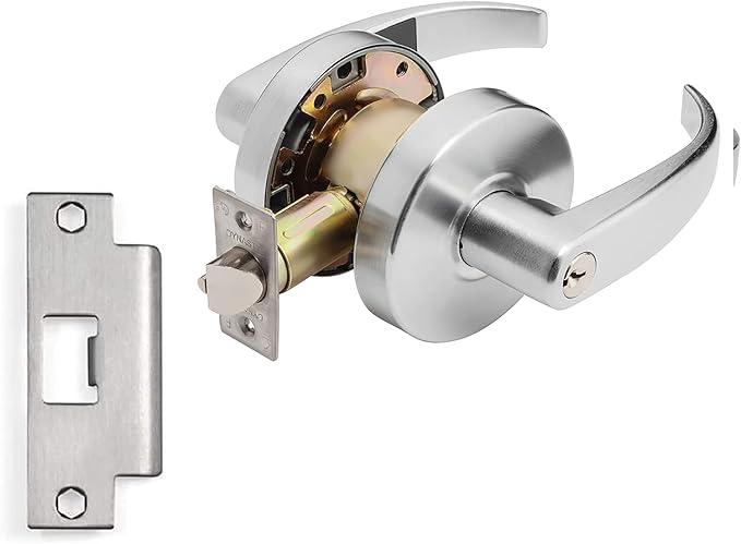 Dynasty Hardware Spartan Design Grade 2 Commercial Duty Door Lever ADA, Satin Chrome Finish (Keyed Entry) - ModernBath