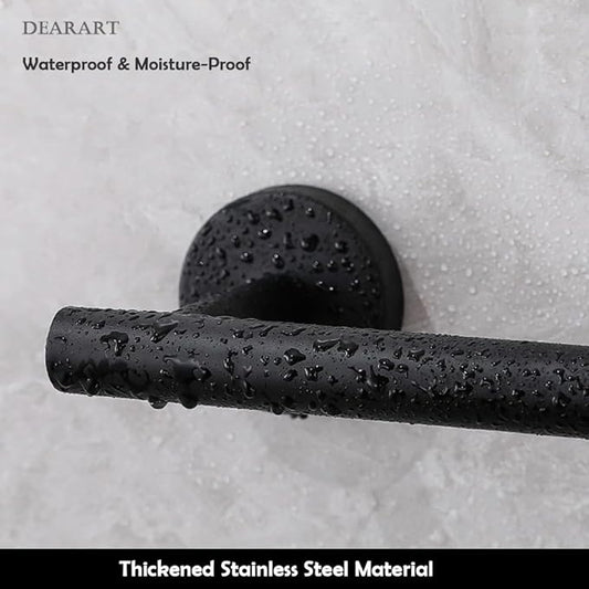 DEARART Bathroom Accessories Set, Paper Holder Towel Rack Bath Set, SUS304 Stainless Steel, Wall Mounted, Easy Install, Black