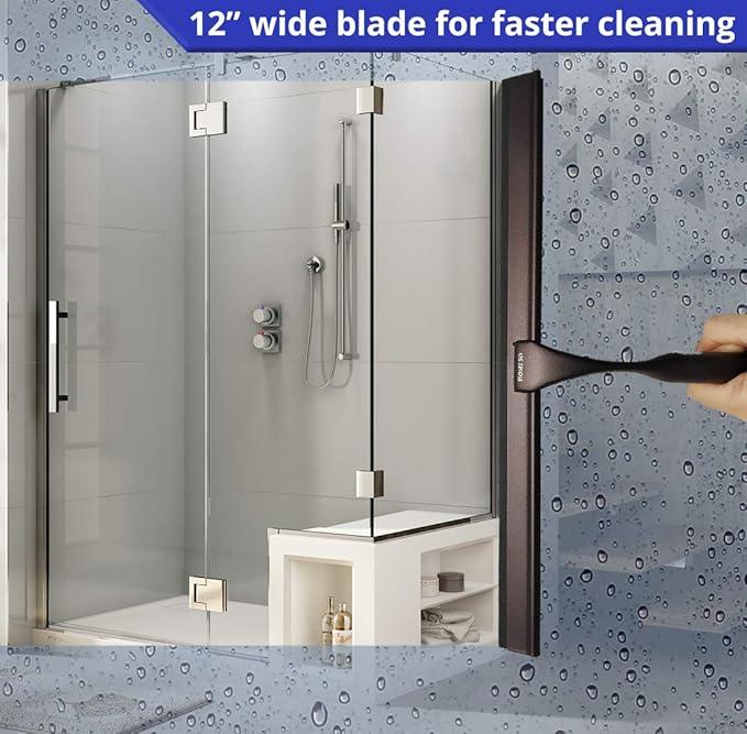 HOME SO 12” Shower Squeegee in Bronze Finish; Effective Rubber Blade Squeegee for Windows, Glass Shower Doors, Car Windshield, Mirrors, Tile Walls, Kitchen Surfaces and More - ModernBath