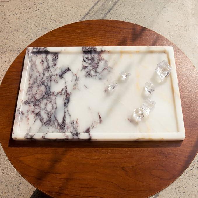 Real Luxurious Natural Marble Vanity Tray Genuine Marble/Stone Storage Tray for Home Decor Bathroom/Kitchen/Vanity/Dresser Non-Resin/Non-Ceramic - ModernBath