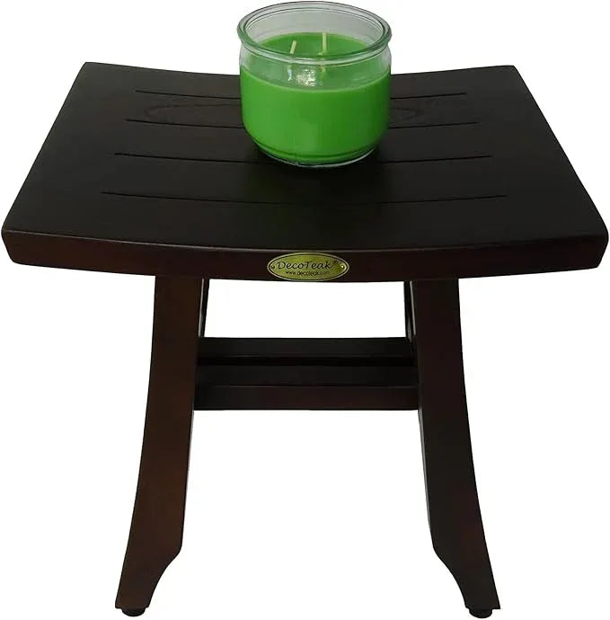 DecoTeak Satori 14 Inch Shaving Waterproof Teak Wood Shower Bench Stool Seat Chair for Inside Shower Provides Safety, Storage, and Organization for Bathroom Accessories - ModernBath