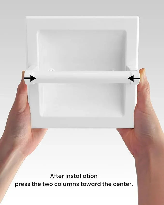 White Recessed Toilet Paper Holder for Regular Rolls, in Wall White Pivoting Toilet Paper Holder Wall Mount Made of Metal, Bathroom Toilet Paper Wall Holder - ModernBath