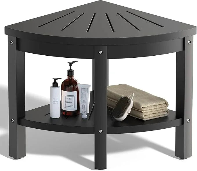 ACUEL Shower Stool for Inside Shower, Corner Shower Stool, Shower Bench Seat with Storage Shelf for Shaving Legs Plastic Spa Bath Step Foot Rest for Bathroom Small Place - ModernBath