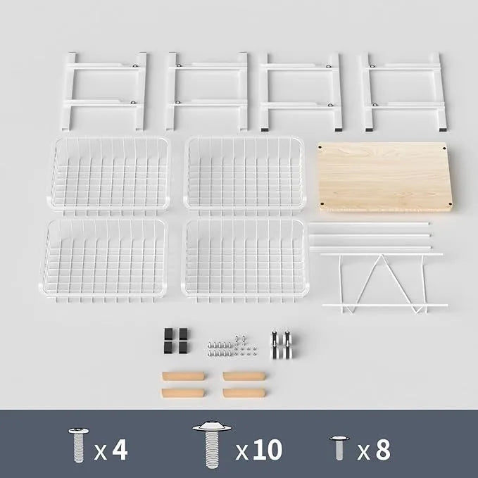 5-Layer Fruit Basket Kitchen Food Storage Organizer and Storage Rack, Stackable Storage cart with Desktop, Pull-Out Hollow Metal Storage Basket, Wheeled Sorting Rack Spice Rack - ModernBath