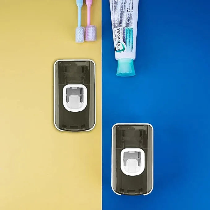 2 Slot Toothbrush Holder and Toothpaste Dispenser Wall Mounted, Automatic Toothpaste Squeezer, 2 in 1 Tooth Brush Toothpaste Organizer for Shower (Grey) - ModernBath