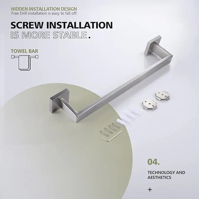 KOKOSIRI 16-Inch Single Towel Bar, Bathroom Kitchen Towel Holder, Wall Mounted SUS304 Stainless Steel Towel Rack, Brushed Nickel, B4003BR-L16 - ModernBath