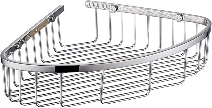 Bathroom Shower Caddy Corner Shelf, Corner-Hollow Design, Ultra Sturdy Rust-Proof Stainless Steel Shelf Organizer Shampoo Holder, Wall Mounted Storage Rack for Bathroom, Polished Chrome - ModernBath