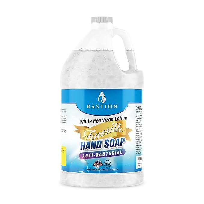 Antibacterial Finesilk White Pearlized Lotion Liquid Hand Soap: Bulk Refill Jug. PH Balanced Ultra-Strength. Made In USA (Finesilk, Gallon) - ModernBath