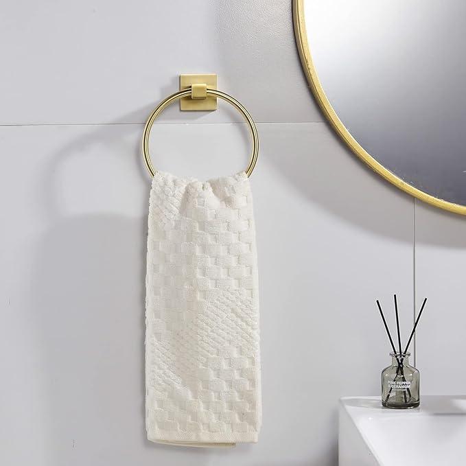 FORBATH Gold Toilet Paper Holder Towel Ring, Brushed Gold Bathroom Hardware, Hand Towel Holder Toilet Tissue Roll Holder Set, Wall Mount SUS304 Stainless Steel Bath Accessories, 2pcs - ModernBath
