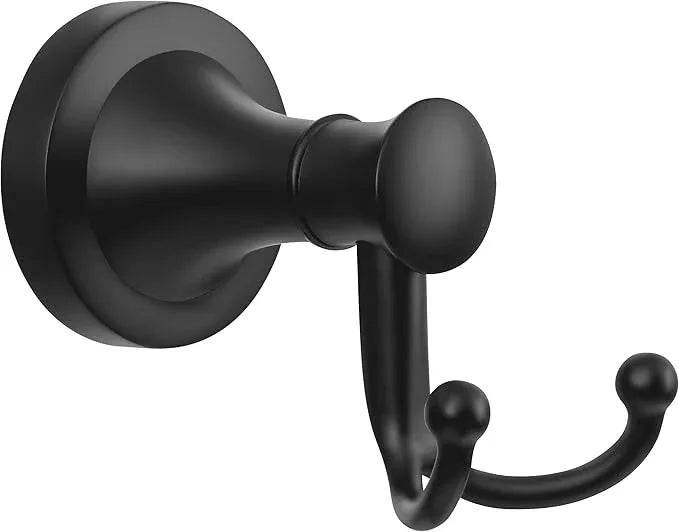 Black Bathroom Towel Hook, Matte Black Bathroom Robe Hook, Heavy Duty Double Towel Hooks Bath Modern Coat Clothes Hook Wall Mounted for Kitchen Washroom - ModernBath