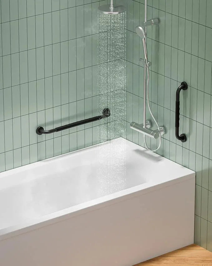 24 Inch Black Shower Grab Bar w/Anti Slip Rubber Grip, Munzong 2 Pack Stainless Steel Bathroom Grab Bar, Bathroom Balance Bar,Safety Handrail Support,Handicap Injury Elderly Senior Assist Bath Handle - ModernBath