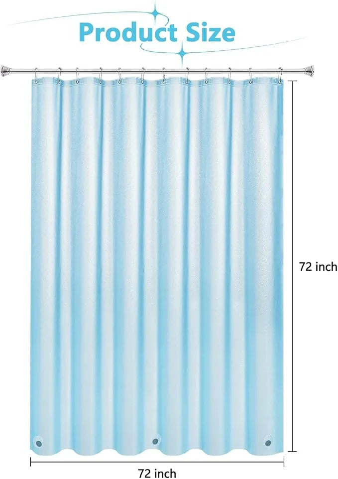 Seenus Waterproof Plastic Glitter Shower Curtain Sky Blue, Sparkle PEVA Shower Curtain Liner with 3 Large Magnets, 72 x 72 inch Baby Blue Blingbling Bathroom Decor Shower Curtain - ModernBath