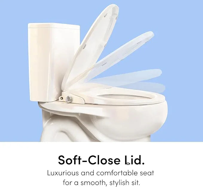 TUSHY Wave Non-Electric Bidet Toilet Seat | Sleek Round Design, Quick-Release for Easy Cleaning | DuoFlow Front & Rear Wash, Soft-Close Lid, Comfy Seat, 10-Min DIY Install, Platinum Knob - ModernBath