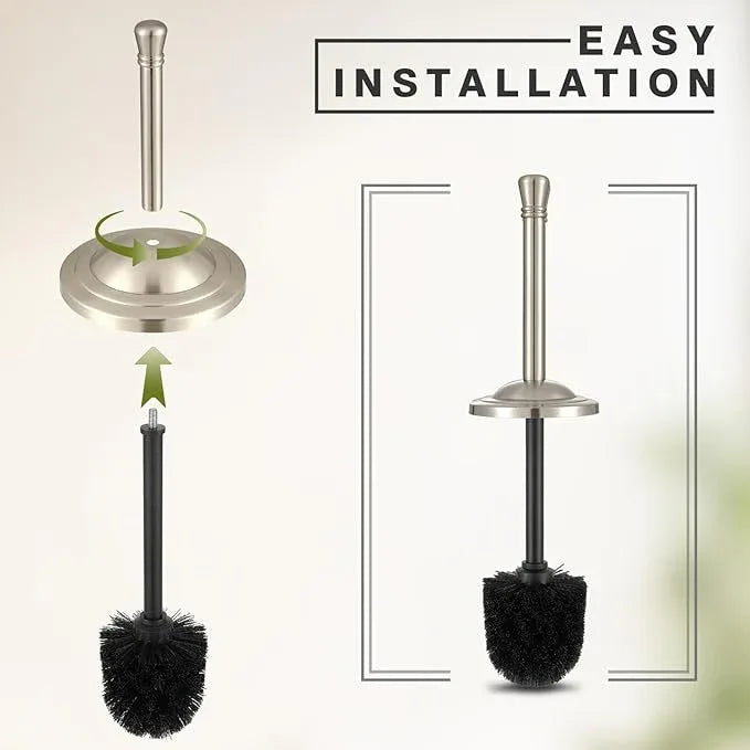 Brushed Nickel Toilet Brush and Holder Set,304 Stainless Steel Toilet Bowl Brush and Holder for Bathroom,Silver Heavy Duty Toilet Brush,Durable Scrubbing Bristles,Splash Resistant,Long Hanlde - ModernBath